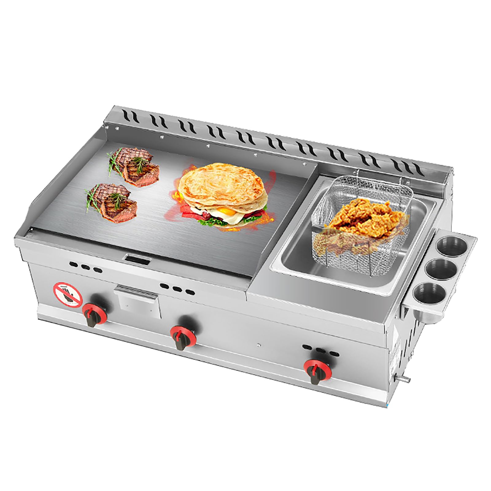 Piastra a Gas da banco Commerciale, Padella Teppanyaki in Acciaio Inox per ristoranti con Temperatura Regolabile, GPL da Cucina