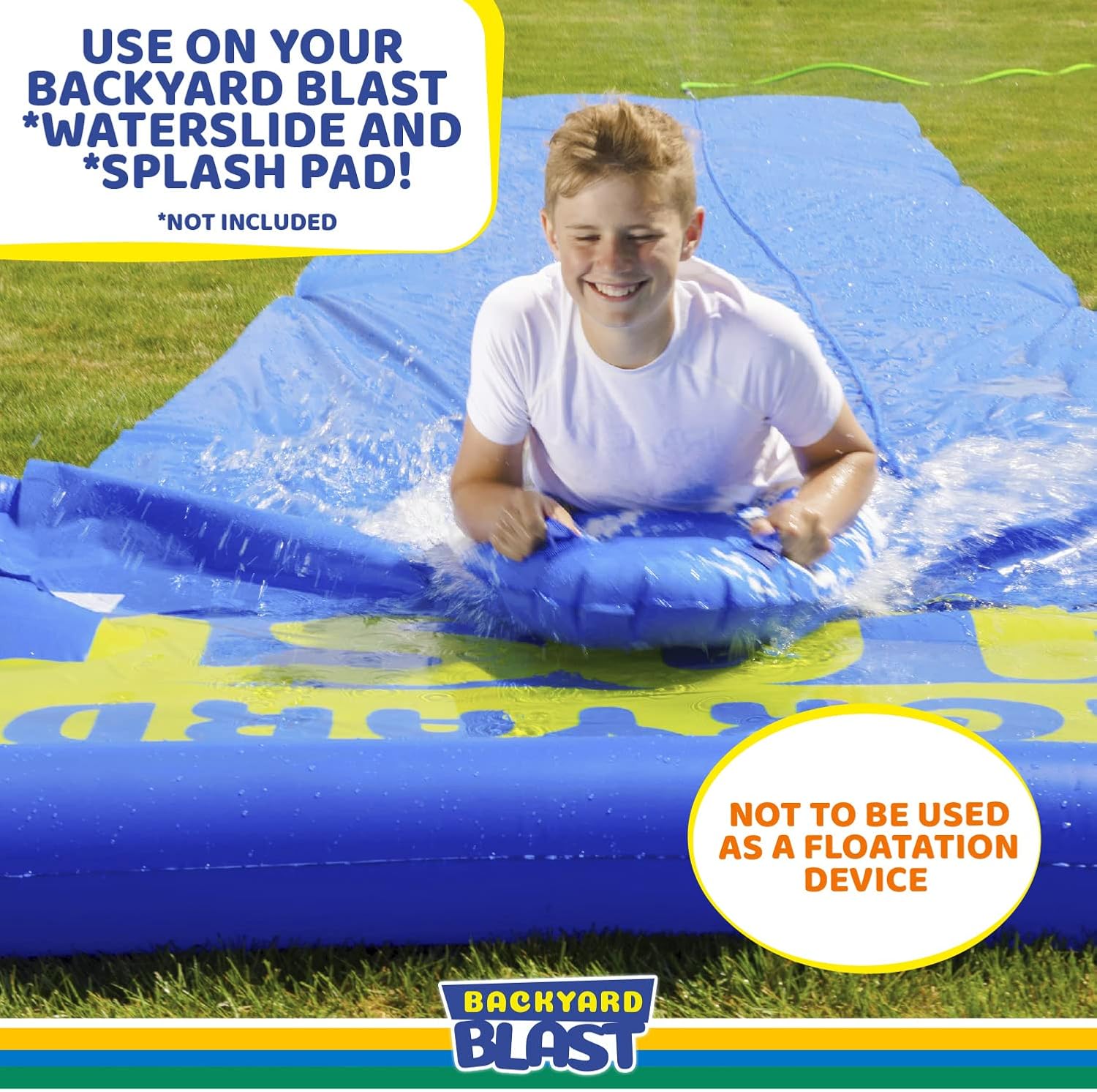 Backyard Blast Rider, Inflatable Body Board Slide Rider and Pool Float Toy, Yellow