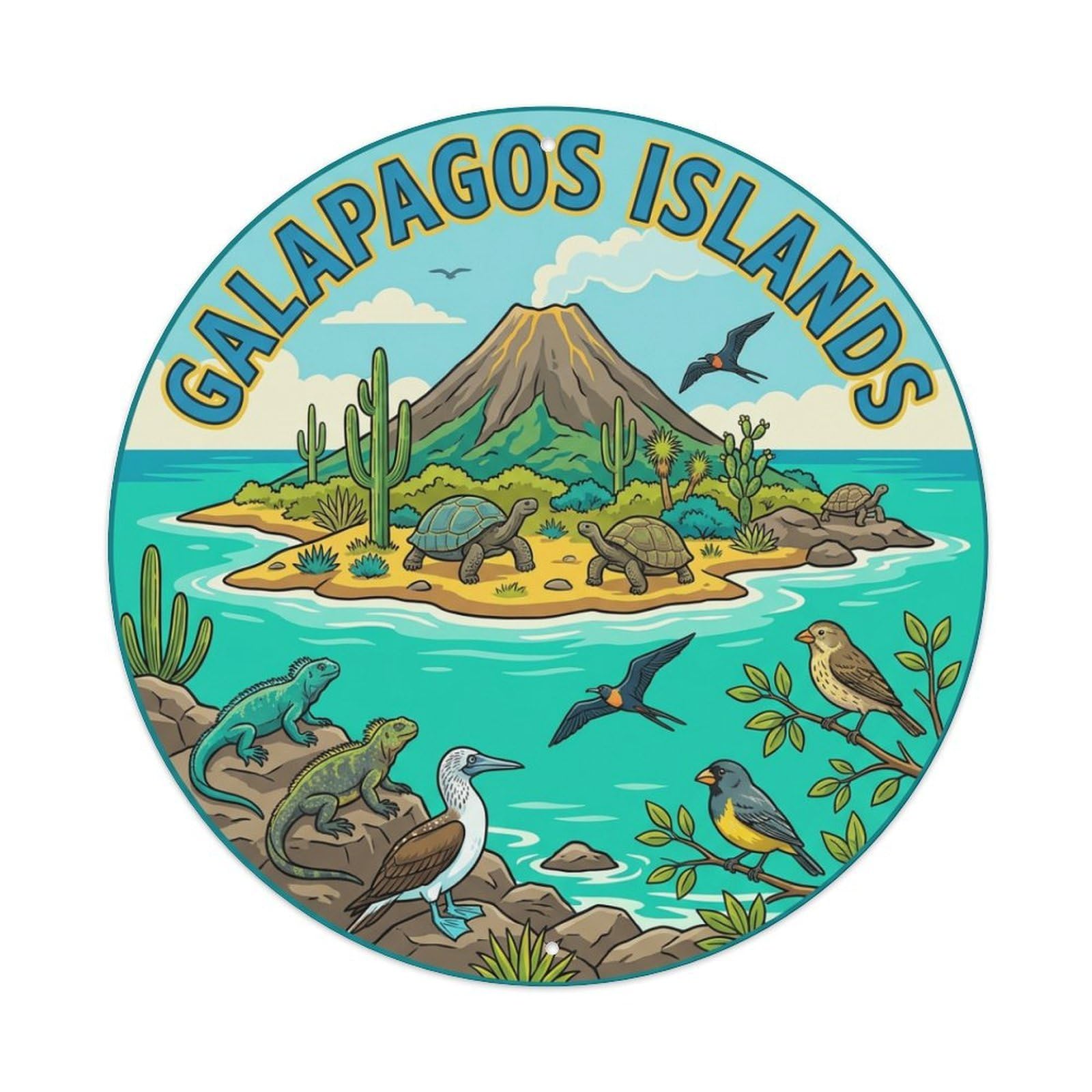 Travel Vintage Ecuador Galapagos Islands Metal Tin Sign