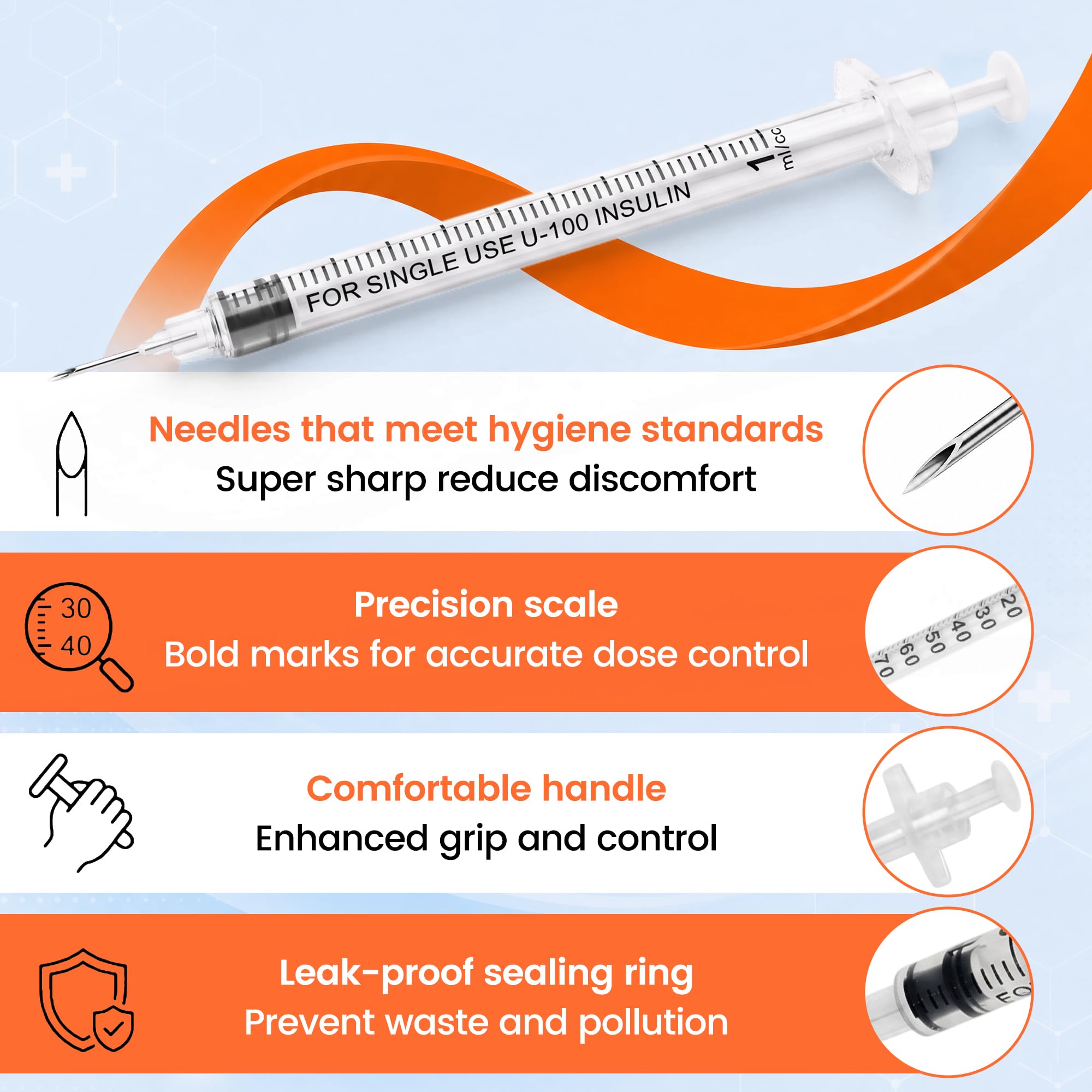 30 Pack U-100 1ml 30G 5/16" (8mm) Disposable Syringe with Needle, Individually Wrapped Lab Supplies — Amazon image 6