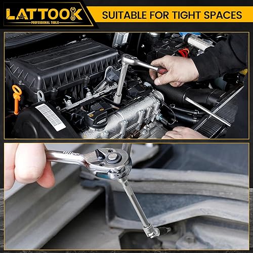 Miniatura 8 de LATTOOK Juego de 13 llaves de vaso Torx de 14 pulgadas y hembra externas de acero, S2 y Cr-V, 5 piezas Torx Star Bits Socket y 6 enchufes E-Torx