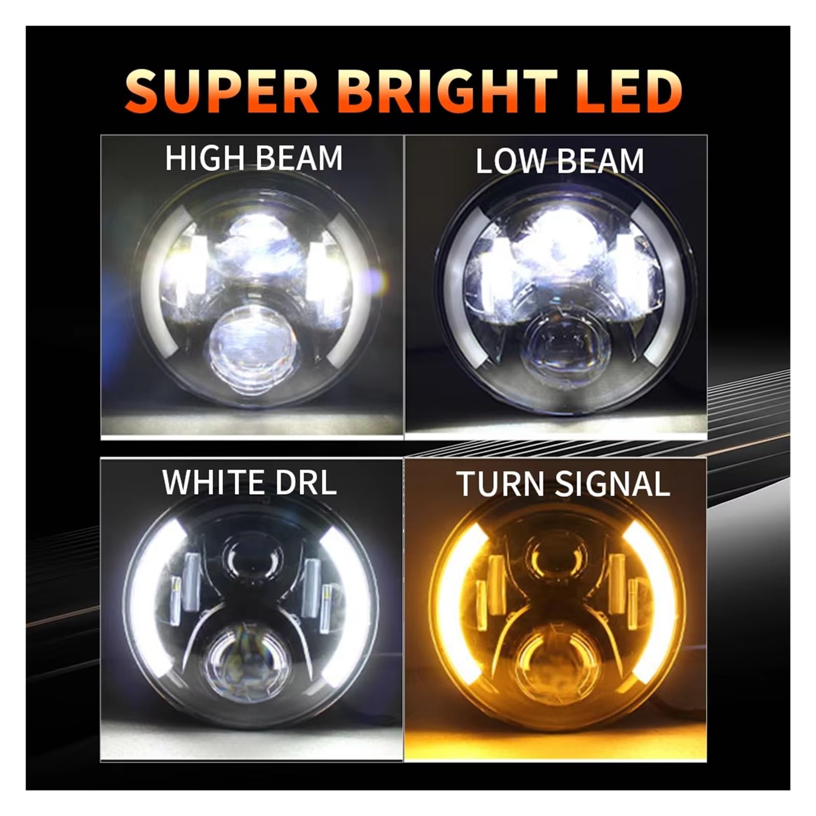 Faro anteriore Per Jeep JK TJ Per Auto Fuoristrada Faro Principale Da 7 Pollici Hi/Low H4 Halo Angle Eyes DRL 12V 24V Fari Anteriori(1PC 7inch)