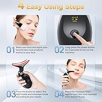 Vista 5 de Masajeador facial 7 en 1 Deplux para el cuidado de la piel en casa, masajeador facial negro brillante Negro1