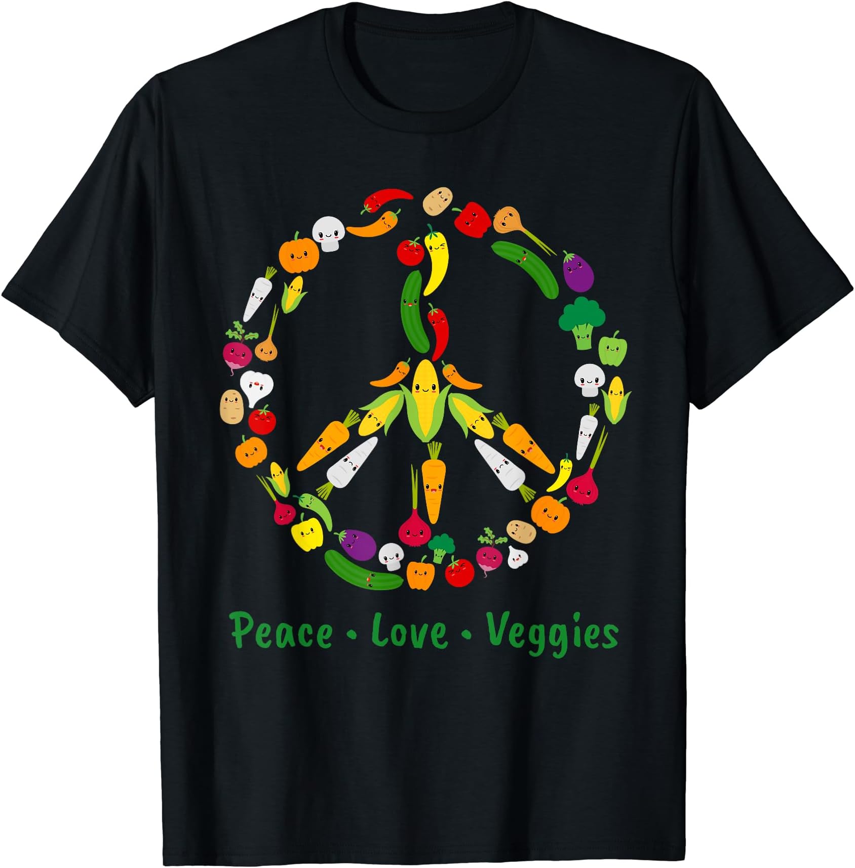 Cute Kawaii Vegetable Veggie Peace Sign | Vegan T Shirt