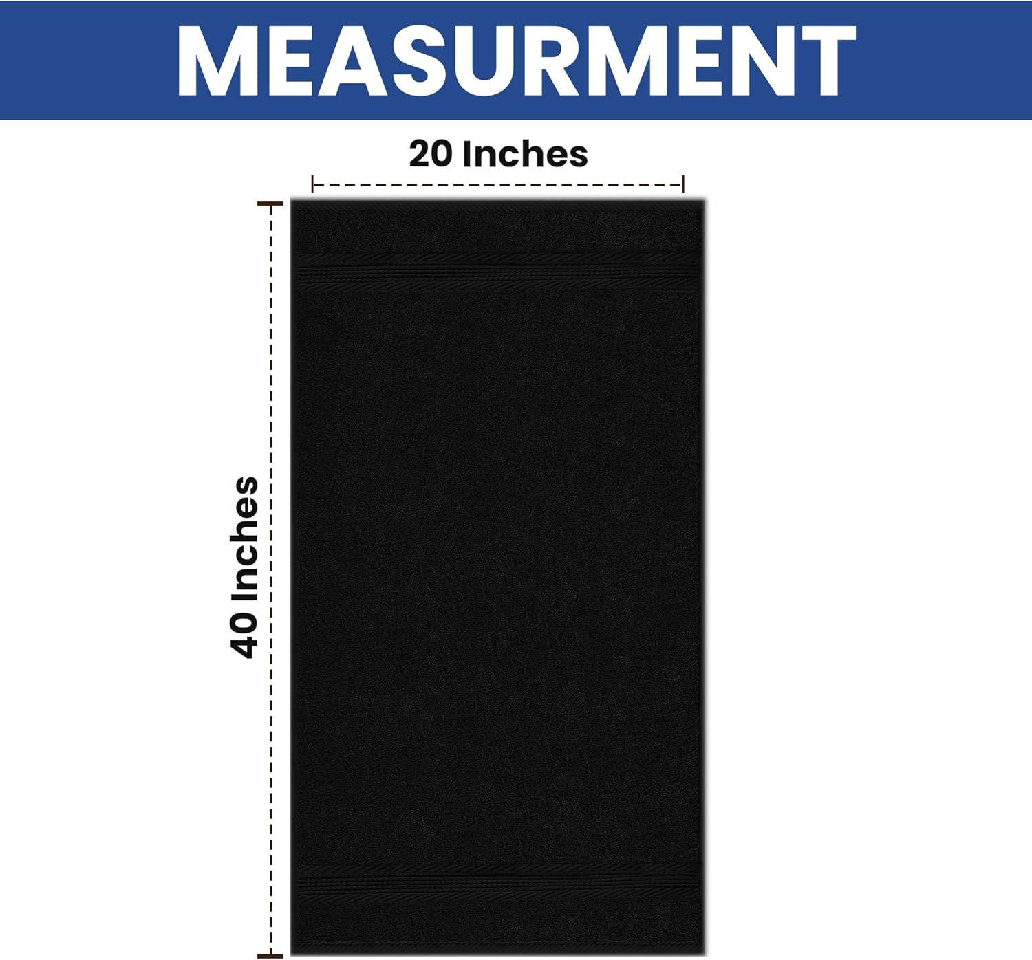 Linteum Textile Supply Luxury Hair Towels 100% Ring Spun Cotton Bleach Proof Hair Towel for Women, Men, Kids | 20x40 inches Quick Dry Towels for Gym, Beauty, Spa, Salon | Pack of 6 | Black