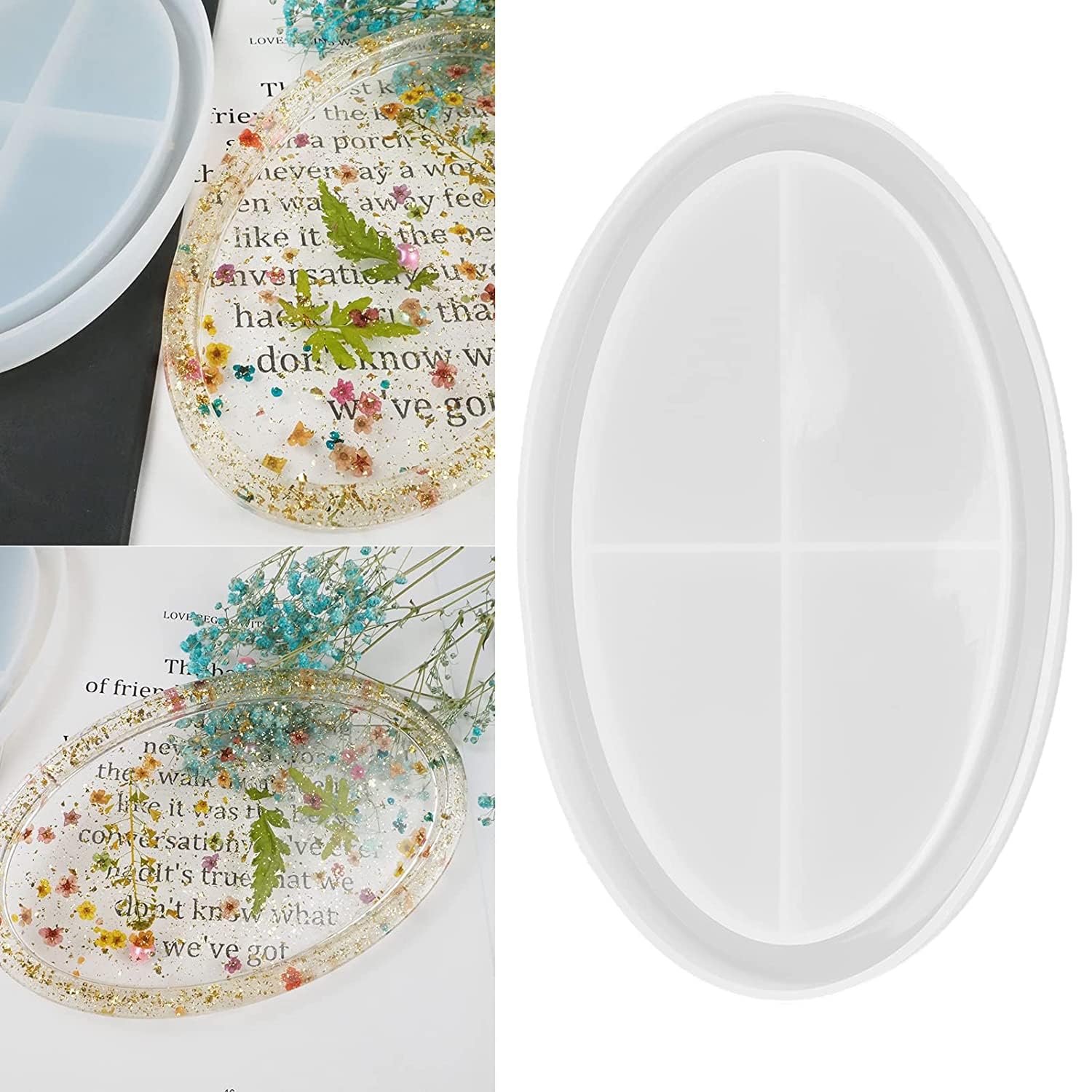 EnaMeena 1 Pack Silicone molds for Creating a 12-inch Oval Trinket Border Tray, Perfect for epoxy Resin Casting. Ideal for Home Decor, Dining Areas, DIY Projects, Gifting, and Art Crafts.