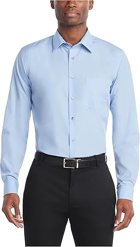 Van Heusen - Camisa de vestir de popelina para hombre, corte regular, unicolor