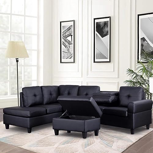 Miniatura 7 de EMKK Sofá moderno con tumbona, sofá en forma de L para sala de estar, sofá modular grande de 6 asientos, sofá modular y sofá con otomana de