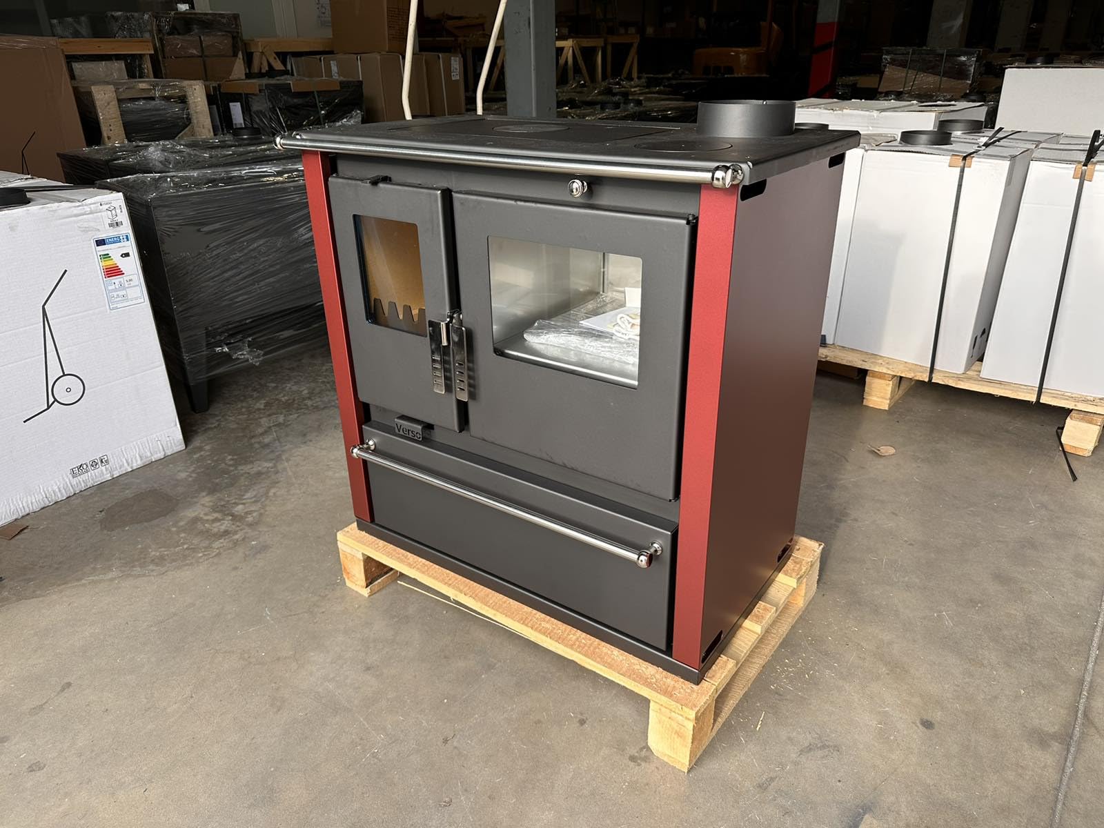Holzofen Kochherd Verso Cs Plus Inox 7.7 kW Edelstahl Backfach