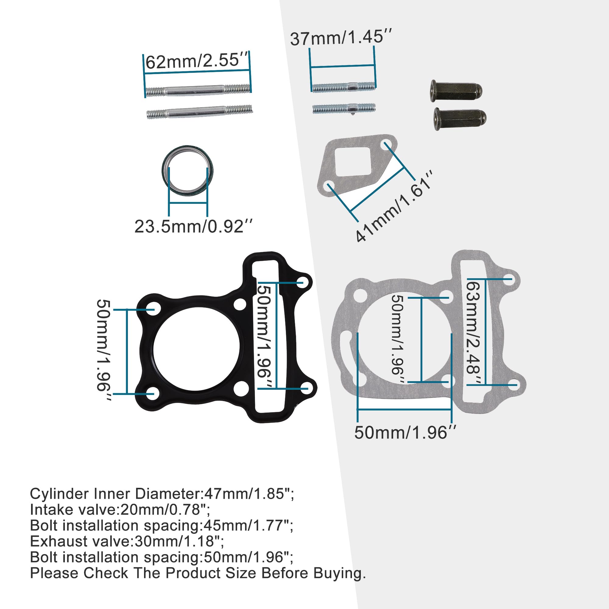 GOOFIT Soupapes de Culasse à Gros alésage 47 mm avec Joints de Rechange pour Gy6 80 CC ATV Go Kart Quad Scooter