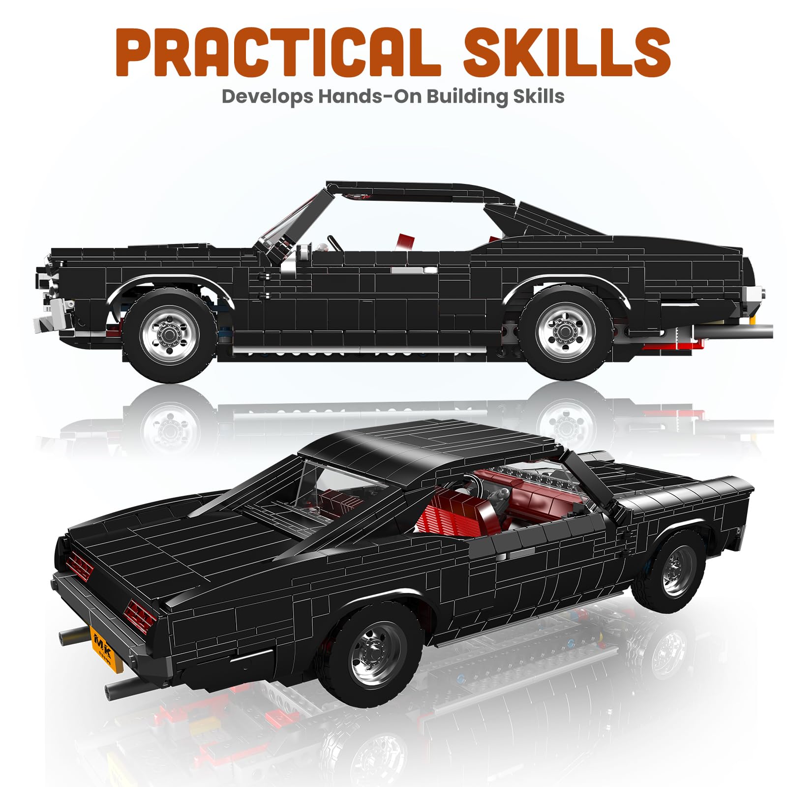 Mould King Auto Bauset, Sportwagen Modell 10199, Speed Champion Cars Bausatz 1563 Teile, Konstruktionsspielzeug für Erwachsene und Kinder ab 14 Jahren
