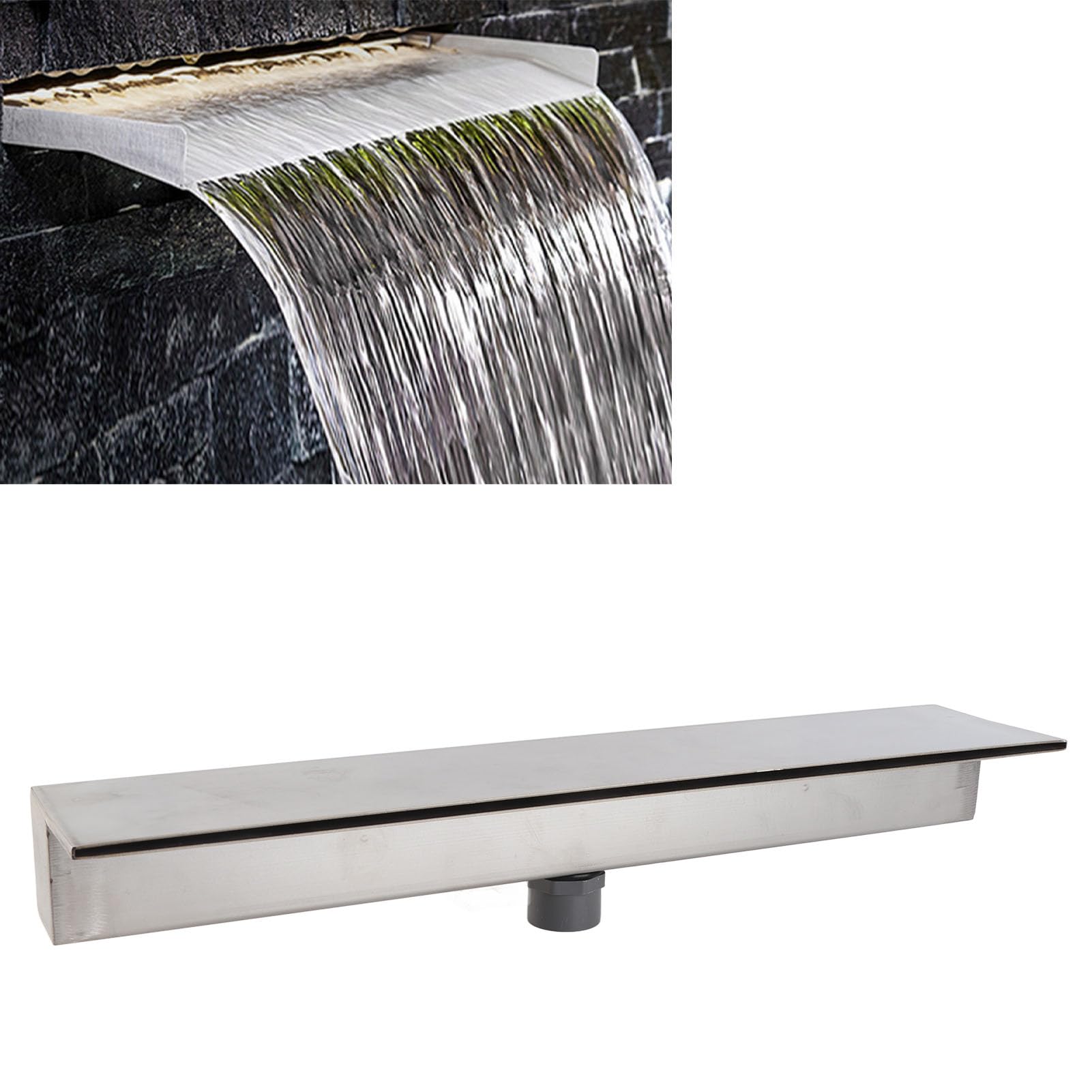 Cascata Fontana Sfioratore 304 Acciaio Inossidabile Decorativo Cascata Uscita Cascata Cascata per Cortile Giardino Villa Piscina (500MM)