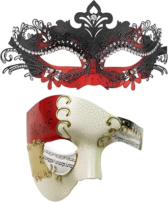 Coddsmz Couples Masquerade Mardi Gras Christmas Venetian Cosplay Costume Halloween Party Mask Set
