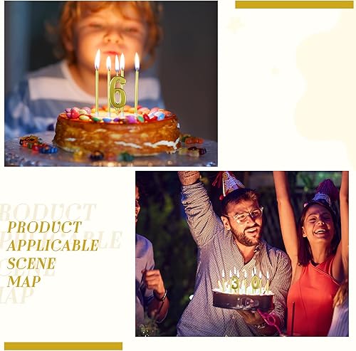 Miniatura 6 de Shihanee 84 velas metálicas largas y delgadas para tartas de cumpleaños, velas de números a granel, 0-9, decoración de pasteles para boda,