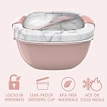 Bentgo Salad - Stackable Lunch Container with Large 54-oz Salad Bowl, 4-Compartment Bento-Style Tray for Toppings, 3-oz Sauce Container for Dressings, Built-in Reusable Fork & BPA-Free (Blush Marble)