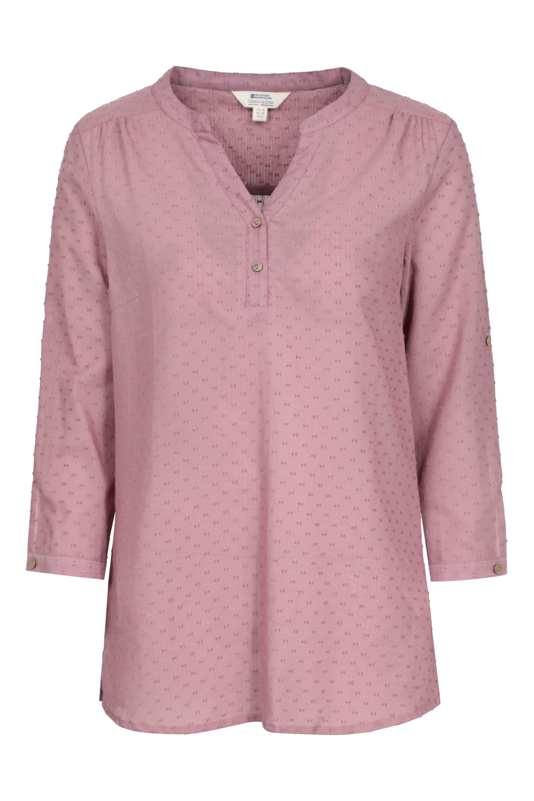 Mountain Warehouse Women's Dusky Purple Petra Swiss Dobby 3/4 Sleeve Shirt Size 14