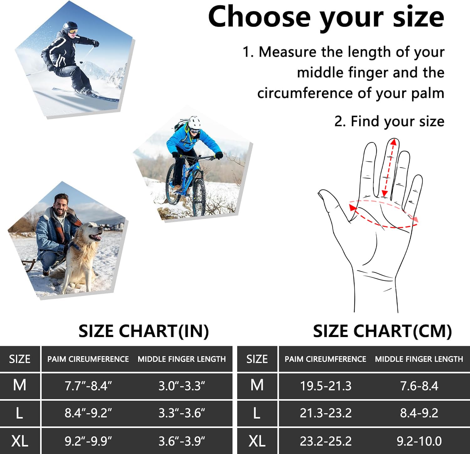 WUEAOA Guanti invernali uomo, guanti impermeabili, guanti touch screen con pile spesso, Adatto per spalare la neve, andare in bicicletta, guidare, fare escursioni, sciare, portare a spasso i cani