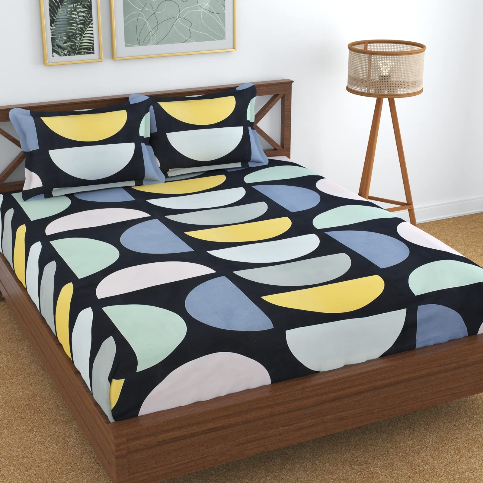 KAWI Elastic Fitted Bedsheet Queen Size Glace Cotton (Fits 78 X 60 X up to 8 Inch Size) - Colourful (B0B5FDGM82) Amazon Price History, Amazon Price Tracker