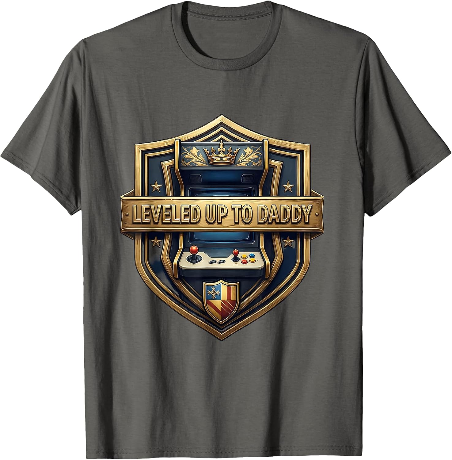 Leveled Up To Daddy New Dad Gaming Design T-Shirt image 4