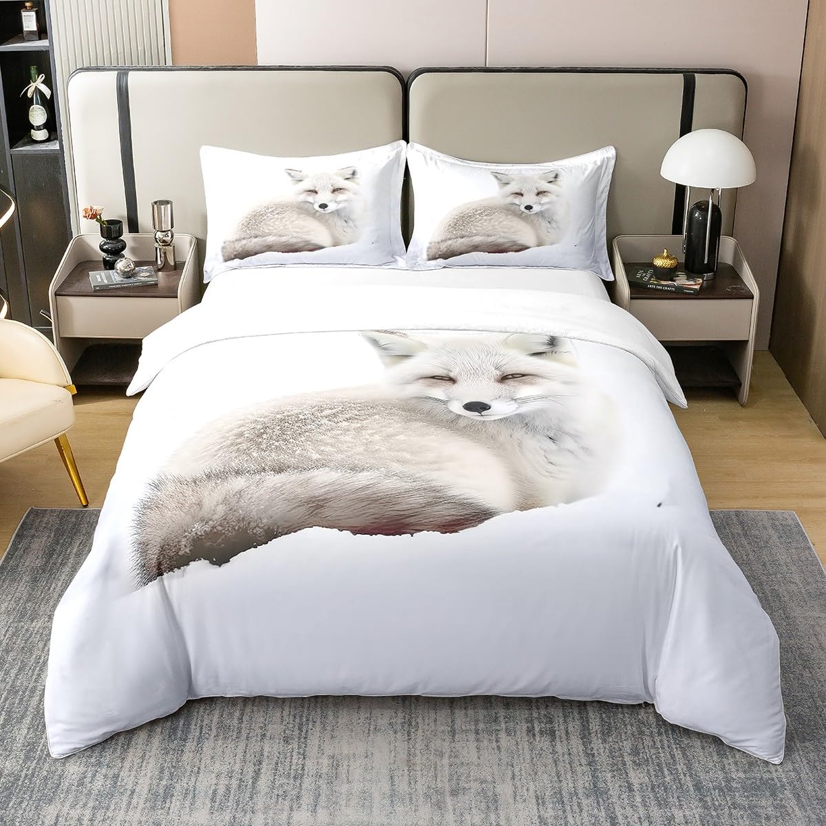 Housse de couette arctic renard 100% coton, le cadeau parfait pour chambre d'enfant