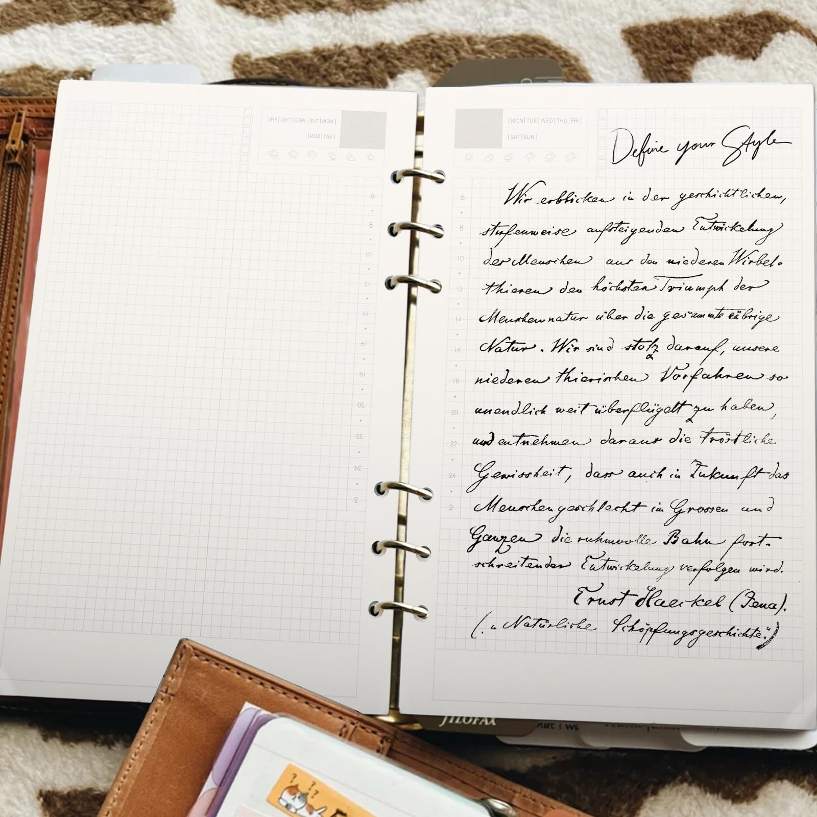 3 pakiety papieru w kratkę A5 6-ringowy segregator 135 kartek wymienne wkładki do notesu idealne do planerów dzienników szkiców i bullet journalingu (Dziennik)
