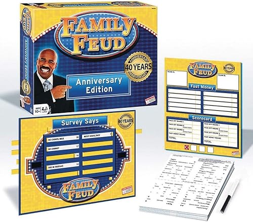 Endless Games 40th Anniversary Edition Family Feud Game  Consola de juegos con cubierta de cuadrícula  Coincide con la respuesta de encuesta más