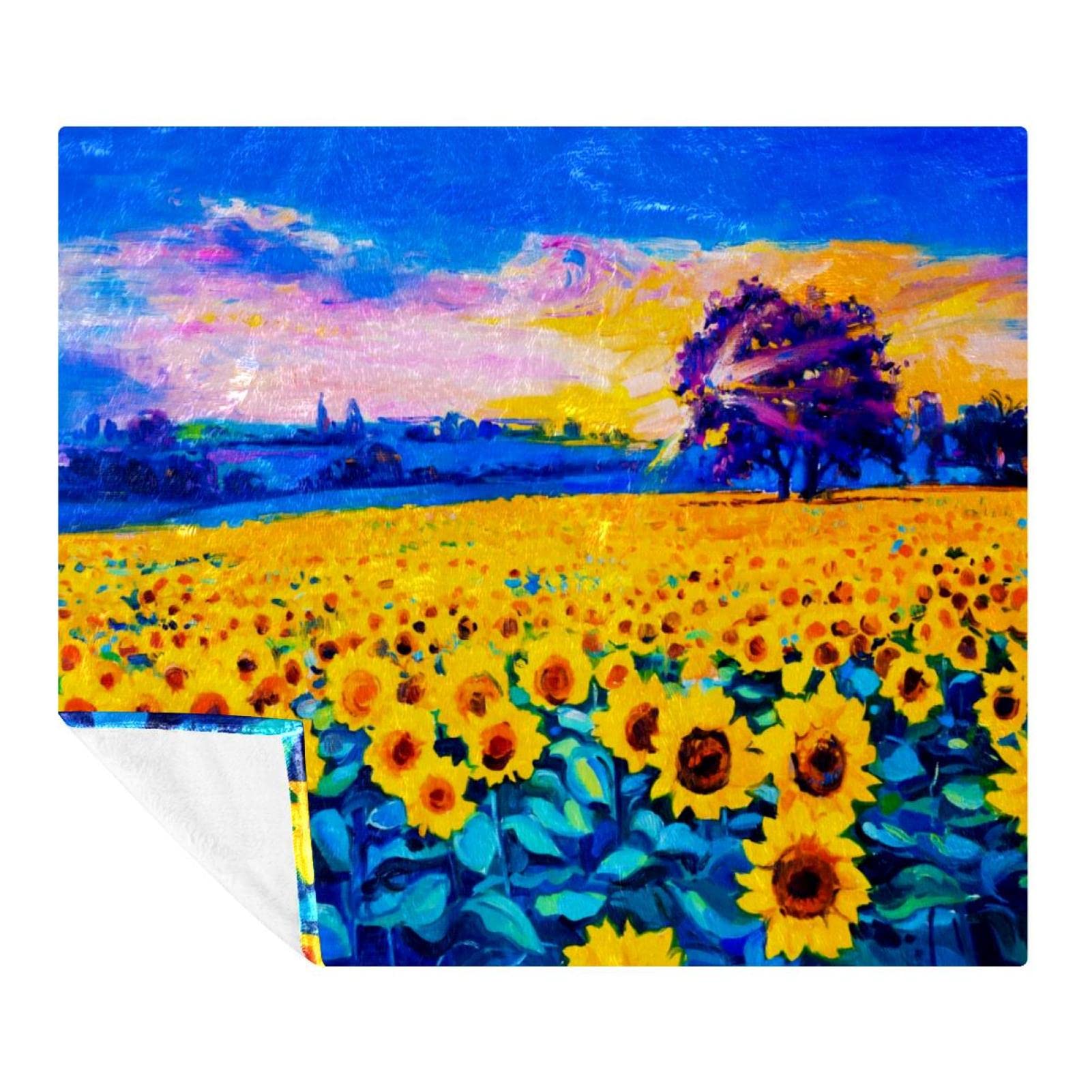 Couverture polaire tournesol douce pour cocooning sur canapé et lit 150x200cm