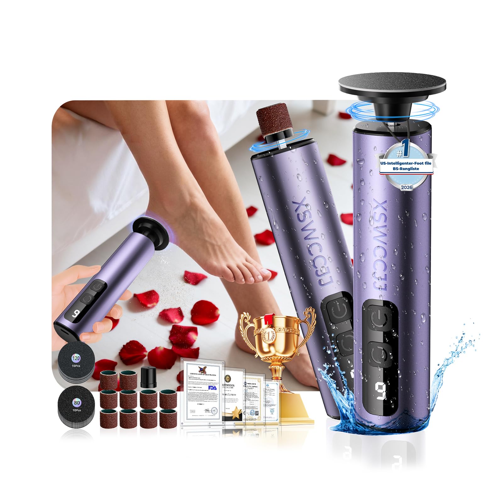 Rimuovi calli elettrico 2026, vincitore del test 【99,99% di distanza in 2 minuti – 9 fasi】 Rimozione dei calli 【Peeling #1 – 0 calli, 0 crepe】 Rimuove calli e calli