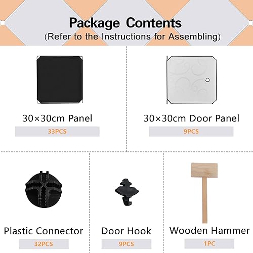 Miniatura 8 de C&AHOME USHS3009B-DOOR - Organizador de almacenamiento con puertas, estantes de 9 cubos, armario de armario, estantería modular de plástico para