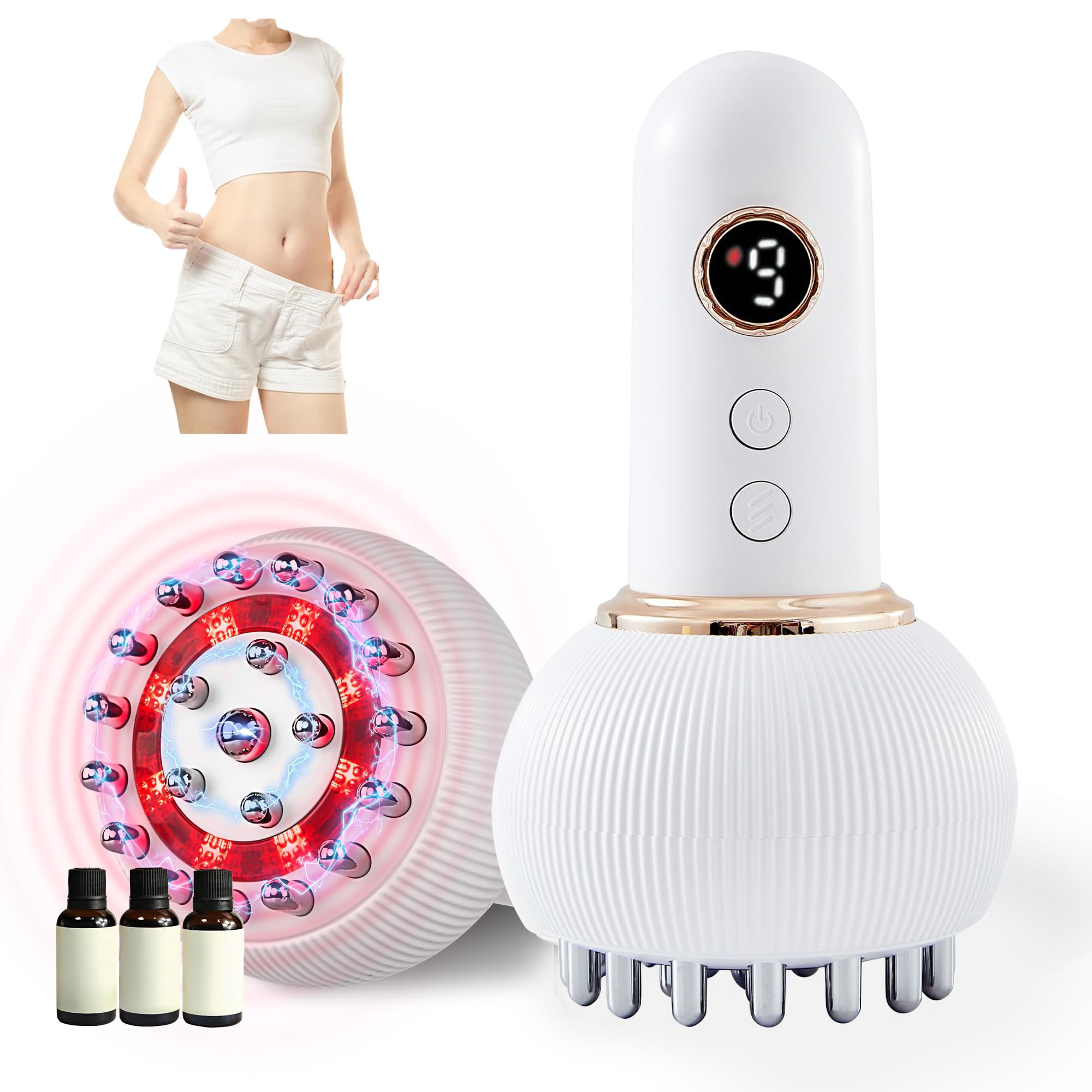 Lymphatic Drainage Massager for Legs Arms Belly - Anti Cellulite Body Sculpting Tool with Microcurrent, Heat, Vibration & Red Light Therapy - Portable Handheld Device for Home Use-image-10