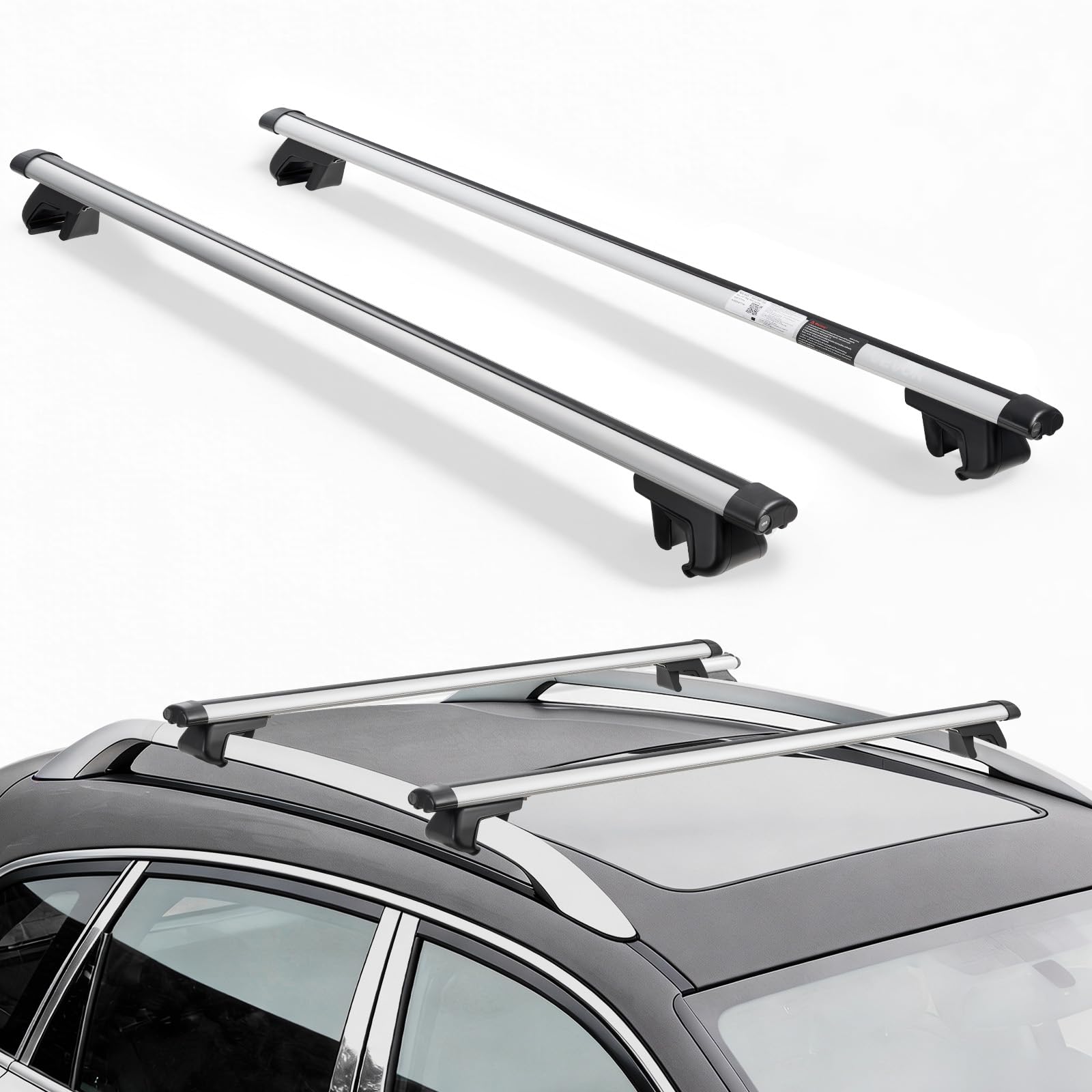 VEVOR Bagażnik dachowy do samochodu SUV, bagażnik dachowy, maksymalne obciążenie 100 kg długości 1280 mm, 2 sztuki do uniwersalnych aluminiowych bagażników, rowerów, podróży, kempingu, wędkowania