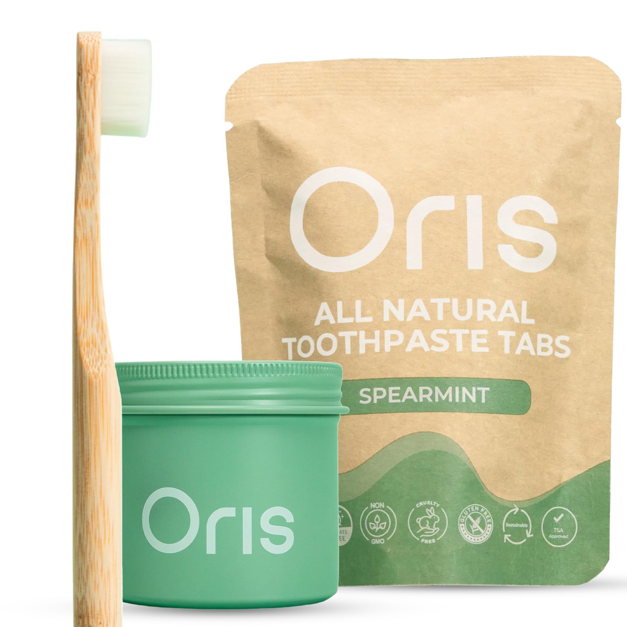 Oris Starter Bundle – Suministro de 1 mes: tabletas de pasta de dientes natural | Sin flúor, apto para viajes, seguro para niños con nanohidroxiapatita fortalecedora de esmalte (62 unidades (paquete
