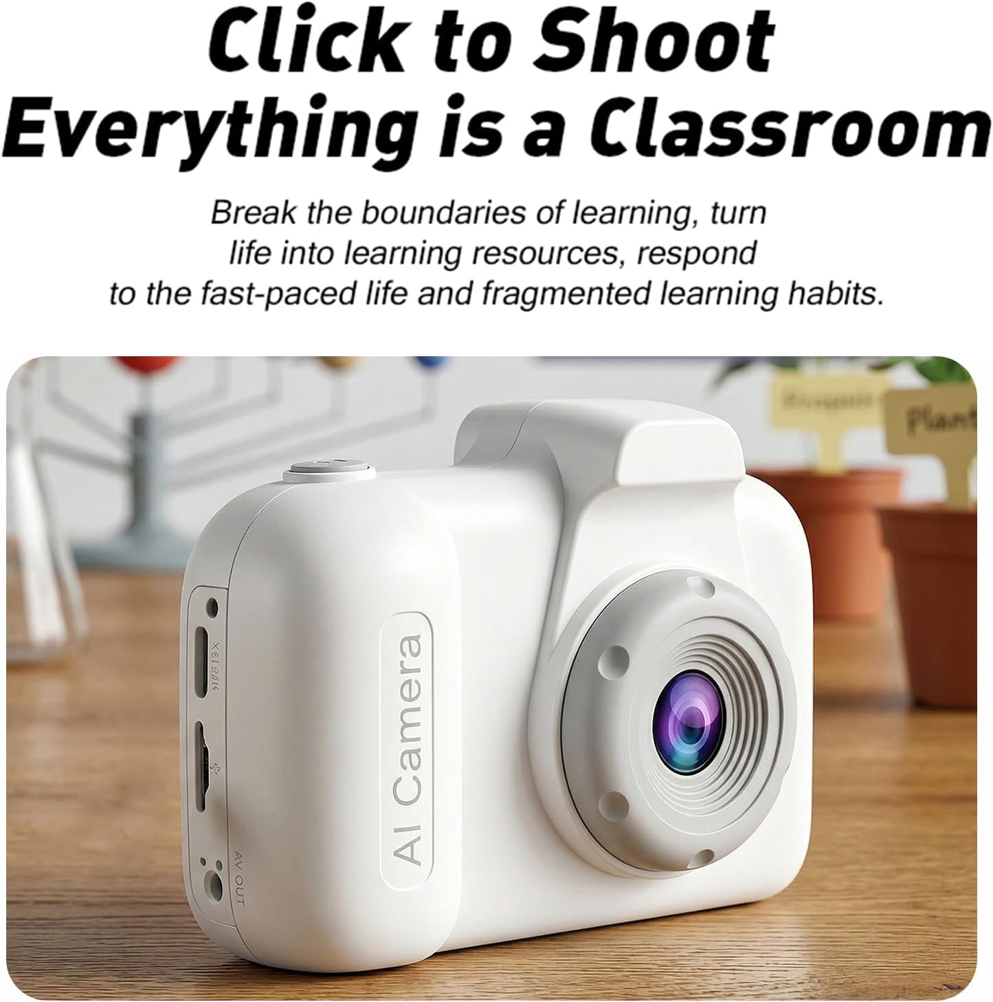 AI Kids Camera HD Dual Lens with AI Voice Chat & Object Recognition (TF Card Not Included) Mini Selfie Digital Camera 2.4in IPS Screen Gift for 3-8 Years Old Girl (White)