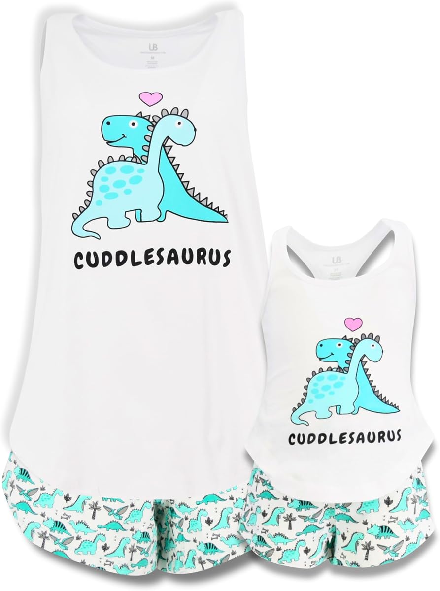 Conjunto único de ropa para bebé, Cuddlesaurus, mamá y yo, a juego, para mamá, hija, día de la madre, camisas, pantalones cortos