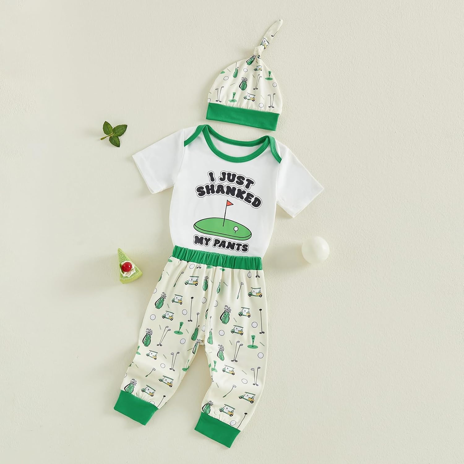 Lamuusaa Newborn Baby Boy Golf Outfit Short Sleeve Letter Print Romper Golf Car Long Pants Hat Summer Clothes 0-18M - Image 6