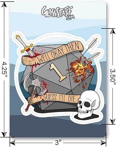 Miniatura 4 de Glassstaff - Calcomanías DND Guess I'll Die - Calcomanías divertidas de Calabozos y Dragones para hombres y mujeres - Calcomanías geniales para