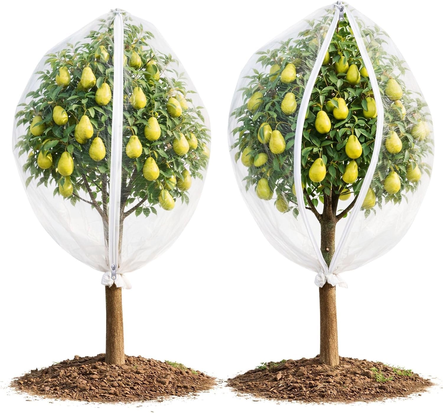 Red de árboles frutales con cremallera y cordón, 2 paquetes de 3 m x 3 m, red de protección contra insectos para jardín, red ultrafina, barrera de plagas extra grande