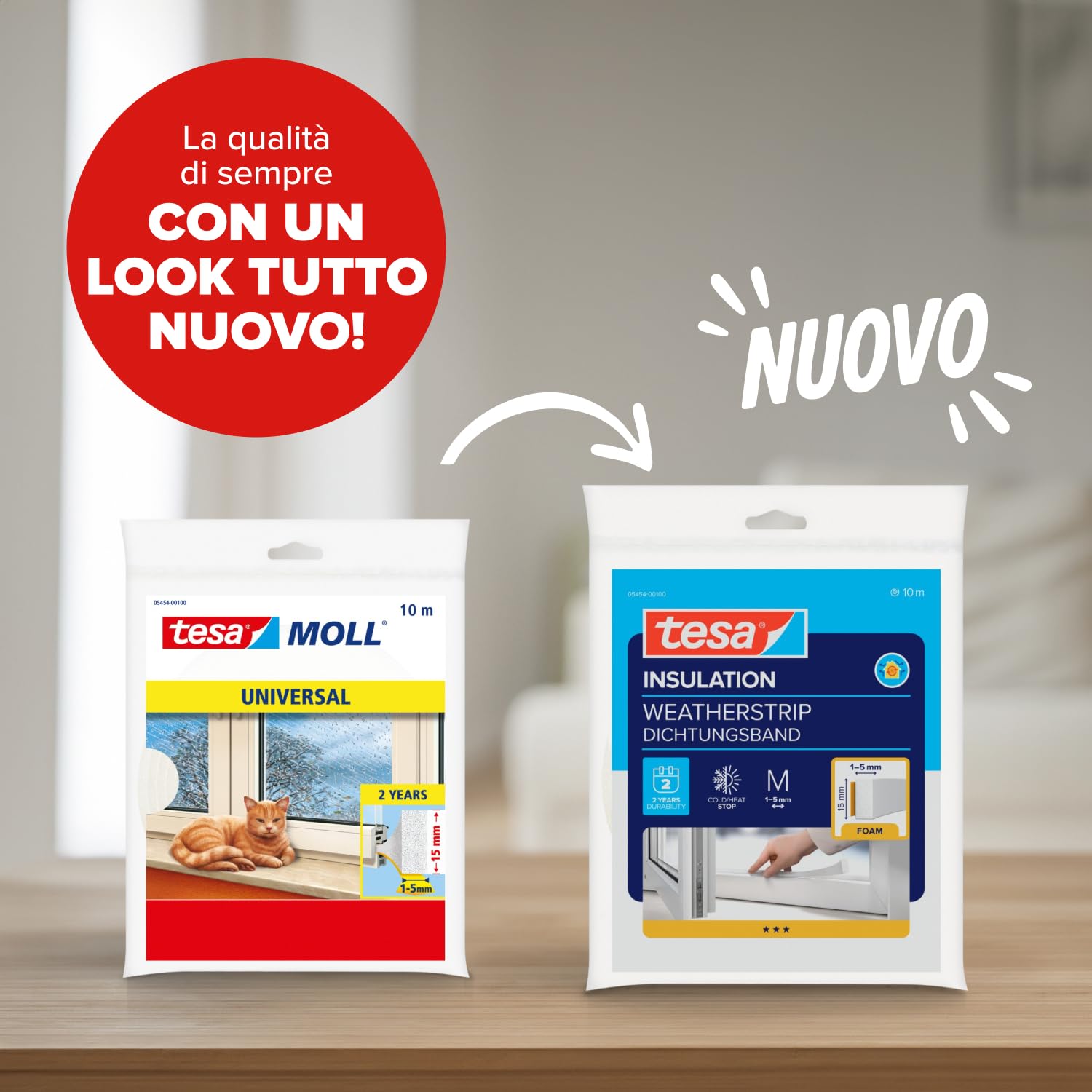 Tesa Moll Standard I-Profil Guarnizione Adesiva in Schiuma 10 m x 15 mm x 4 mm Bianco