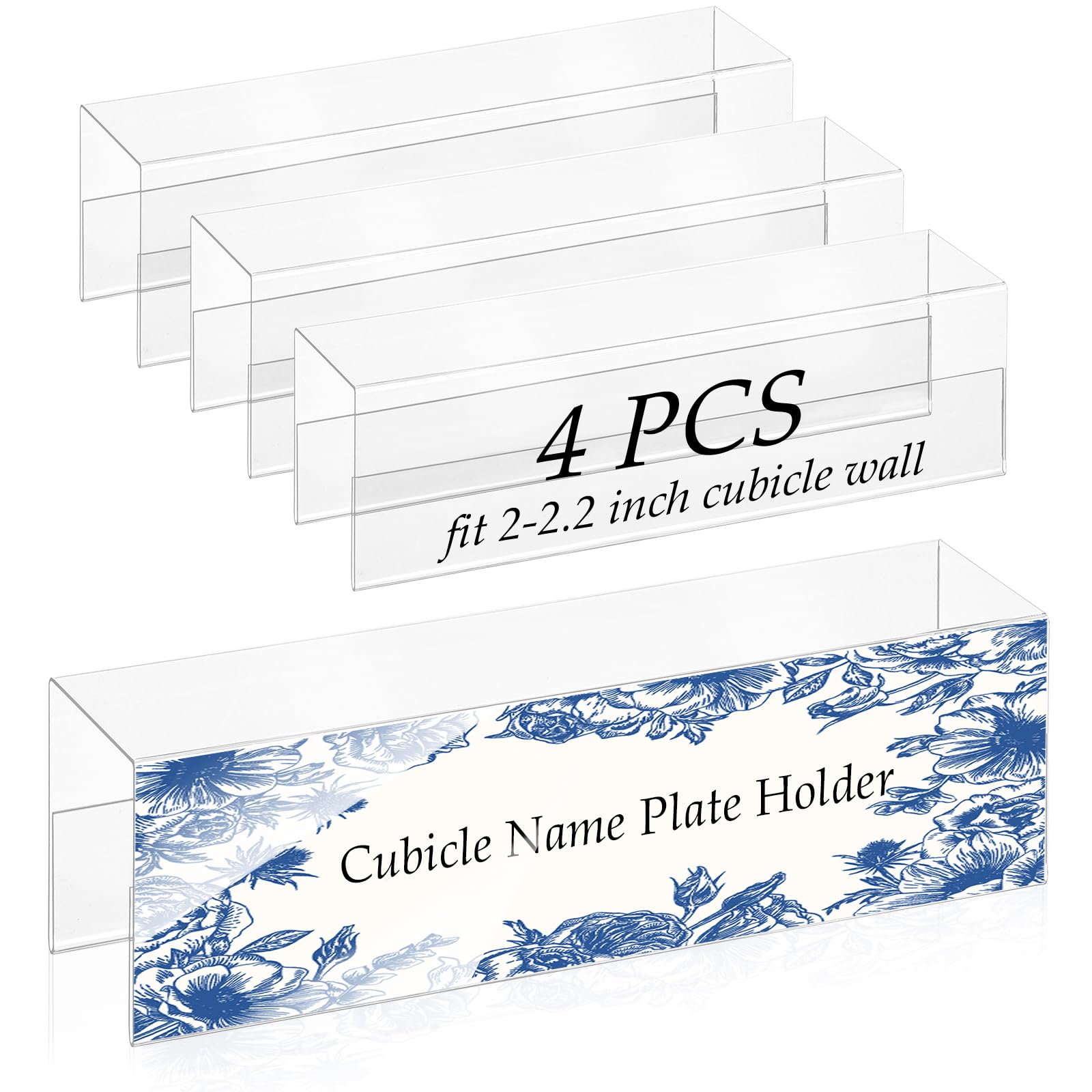 2X8 PET Cubicle Name Plate Holders Cubicle Name Plate Sign Holder Wide 2.2 in Name Plate Bracket Double Sided Nameplates for Walls Material Changeable