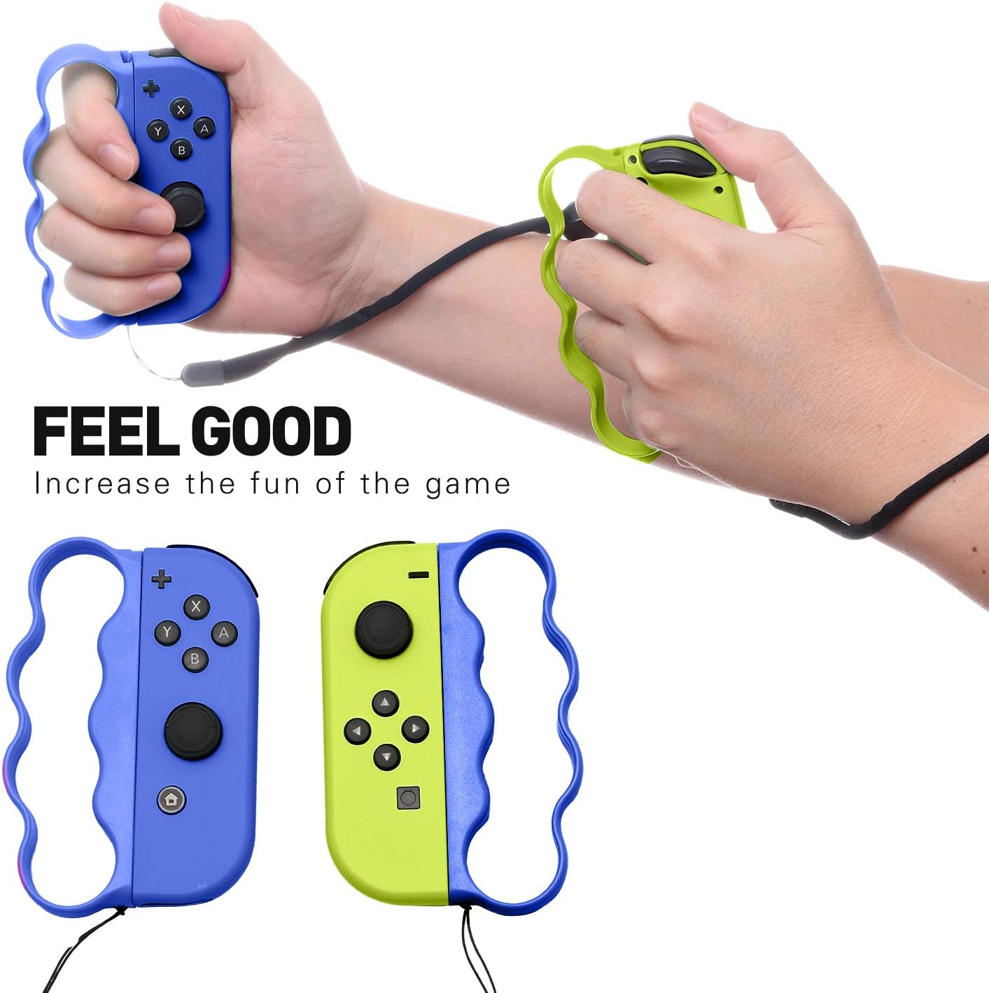 ECHZOVE Fitness Boxing Grips for Nintendo Switch - Lightweight Ergonomic Joy-Con Handles with Secure Lock for Switch Sports & Fitness Boxing Games - Compatible with Fitness Boxing 3-2 Packs (Blue) - Image 9