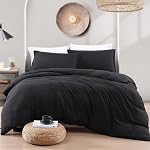 Lane Linen Duvet Cover Twin XL Set, 2 Piece - Black | Skin Friendly, Daily Use, Holiday Gift, Soft Touch, Spare Room, Farmhouse Style, Smooth Finish, Christmas Gift, Winter Ready
