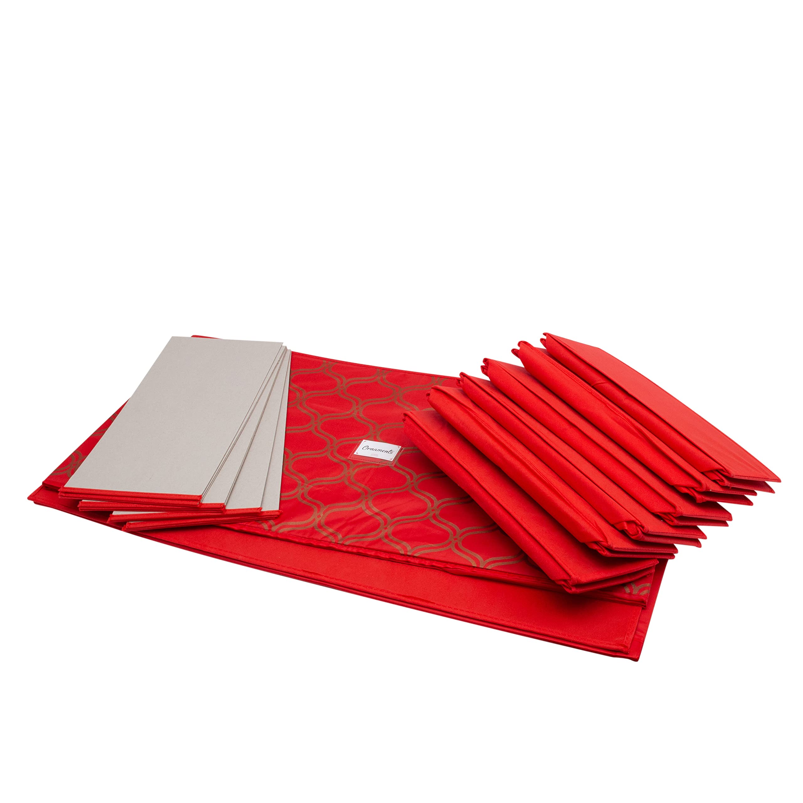 Simplify 96 Ornament Storage Box | Dimensions: 37.5"x 19"x 17.75" | Holds 96 Ornaments | Stackable | Easy Carry Handles | Red | Christmas Storage