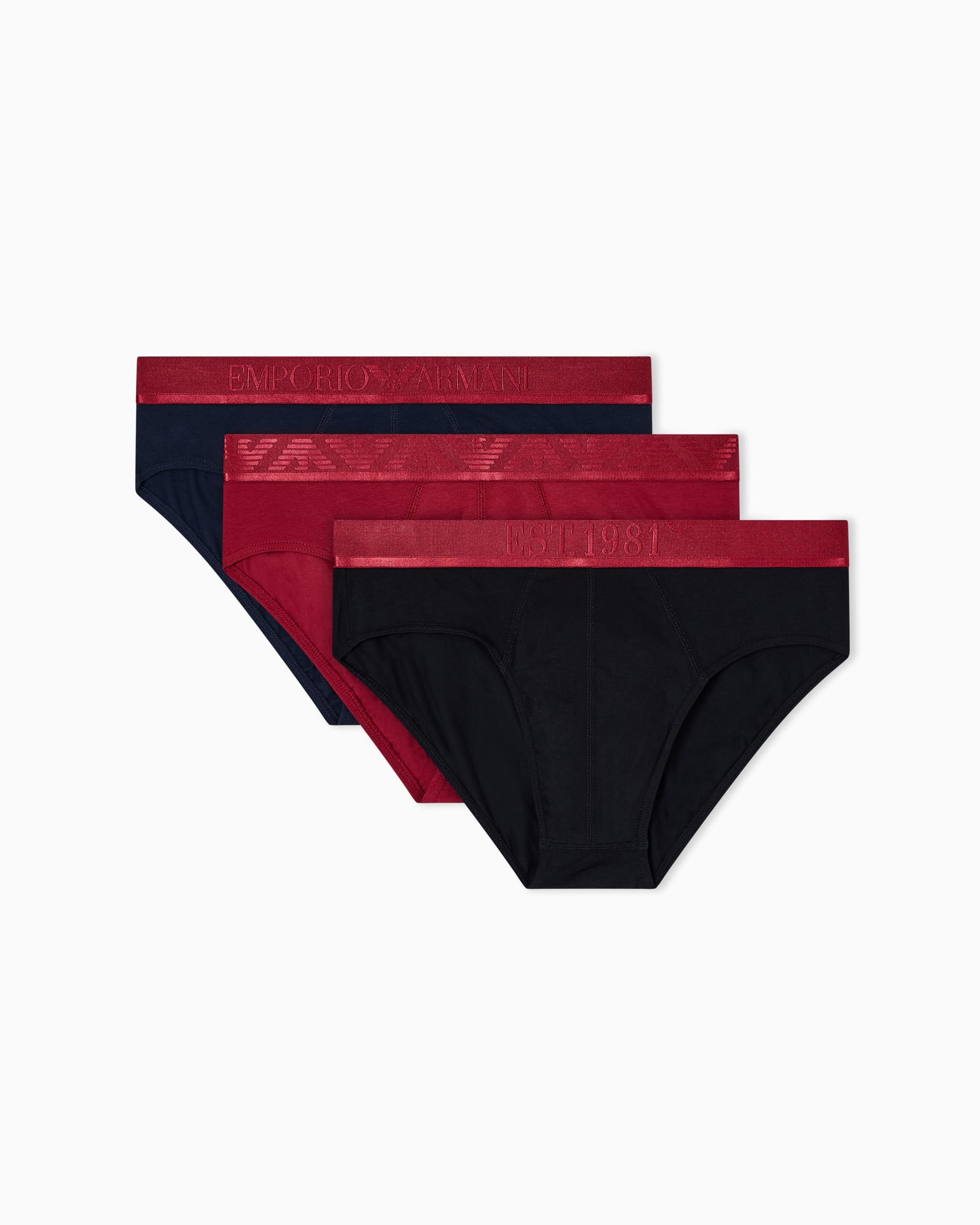 Emporio Armani Man's Shiny Logoband Pack 3-Pack Brief Blue M