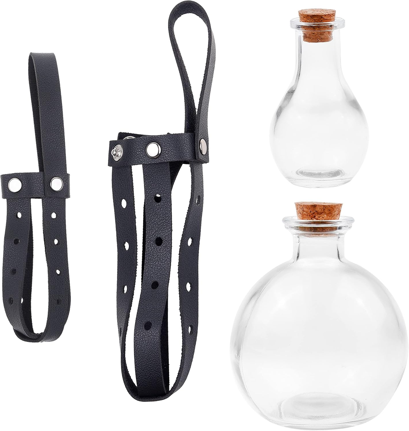 Eco-Fused Cosplay Potion Bottle with Holder - Clear Spherical, Wizard, Witch Costume Accessory - Stopper, Holder, Belt Loop