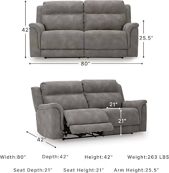 Amazon.com: Signature Design by Ashley Power Recliner Sofa, Faux