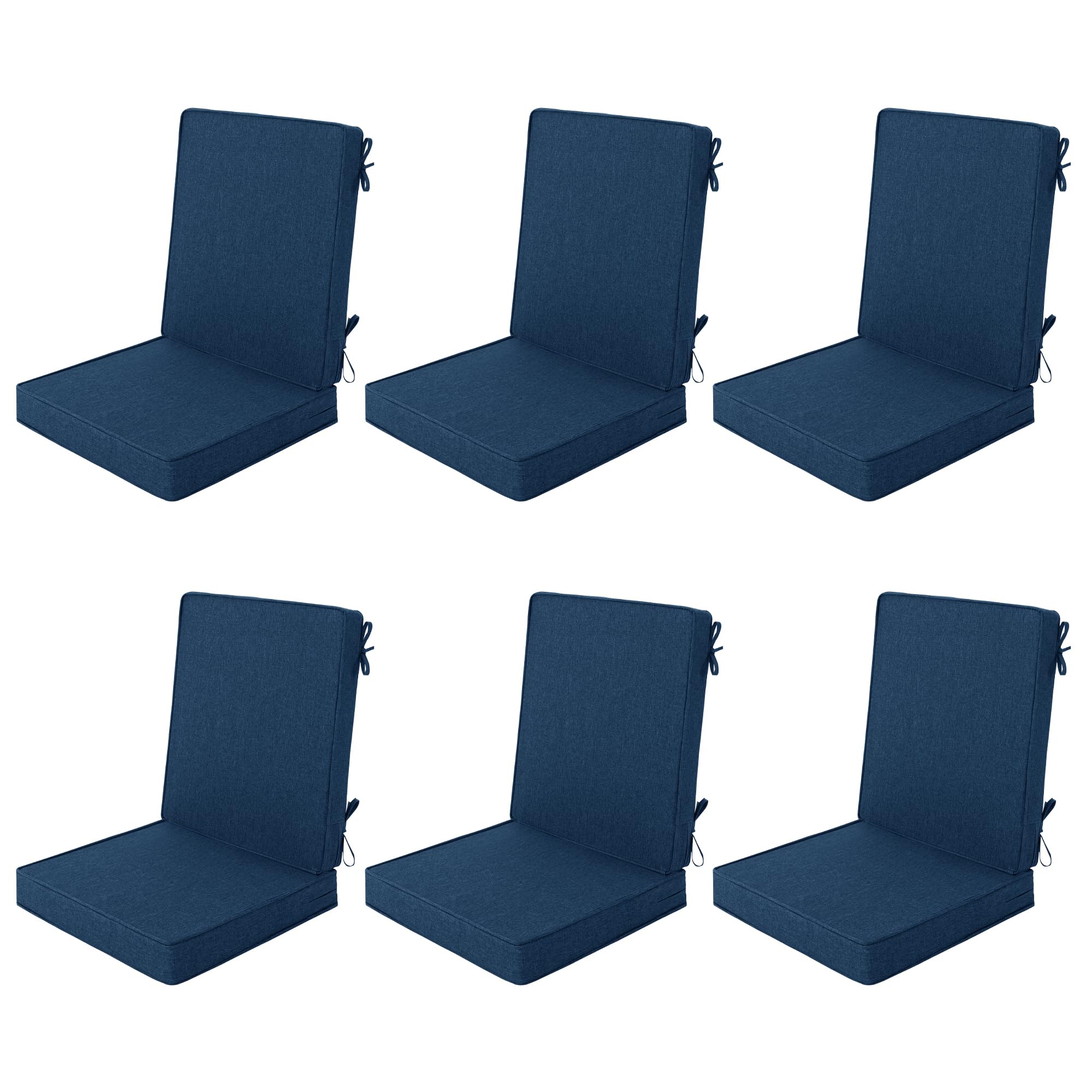 Navy Square Outdoor Chair Cushions Set of 6
