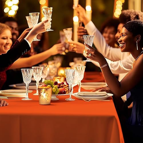 Miniatura 5 de Paquete de 6 manteles de plástico desechables de alta calidad de 54 x 108 pulgadas, manteles desechables para mesas de 6 a 8 pies, interiores o