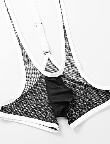 Miniatura 6 de ACSUSS Leotardo de malla de una pieza para hombre, con espalda en Y, con tirantes cruzados