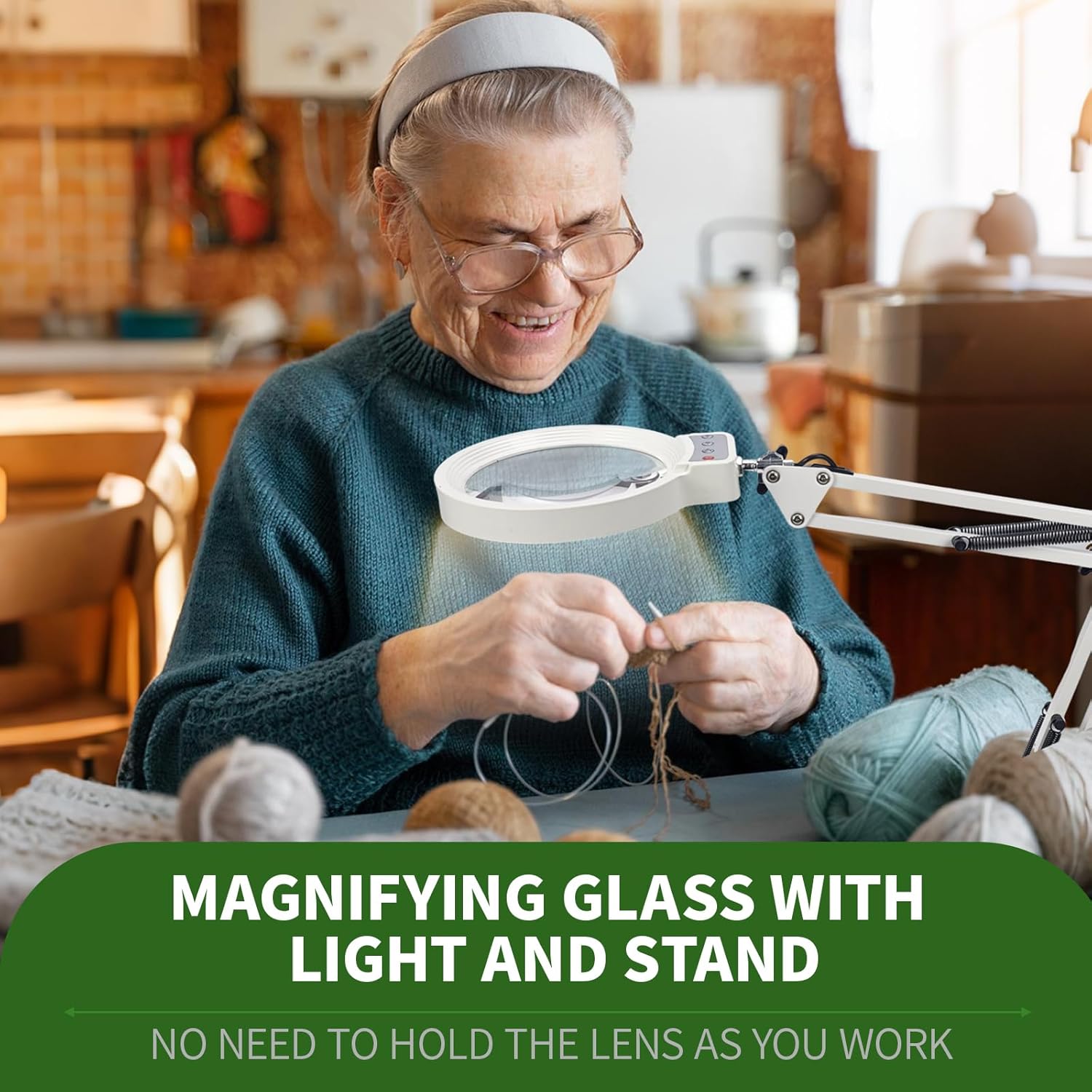 10X/20XMagnifying Glass with Light and Stand, LED Desk Magnifying lamp with Base and Clamp, 3 Color Mode, 10 Dimmable Levels Desktop Magnifier, Hands Free for Reading Jewelry Sewing Close Work(White)