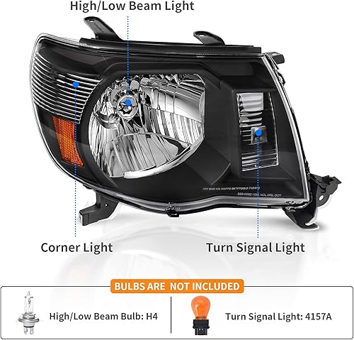 Miniatura 9 de DWVO Conjunto de faros delanteros compatible con Tacoma 2016, 2017, 2018, 2019, 2020, 2021, 2022, para el lado del pasajero y del conductor, carcasa